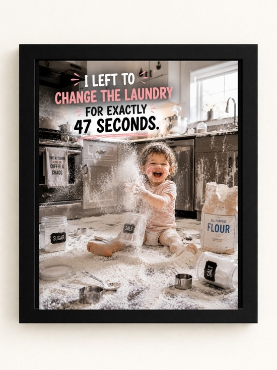 Hand Crafted Other - Playful Kitchen A.I.Art Print 8x10 Frame
